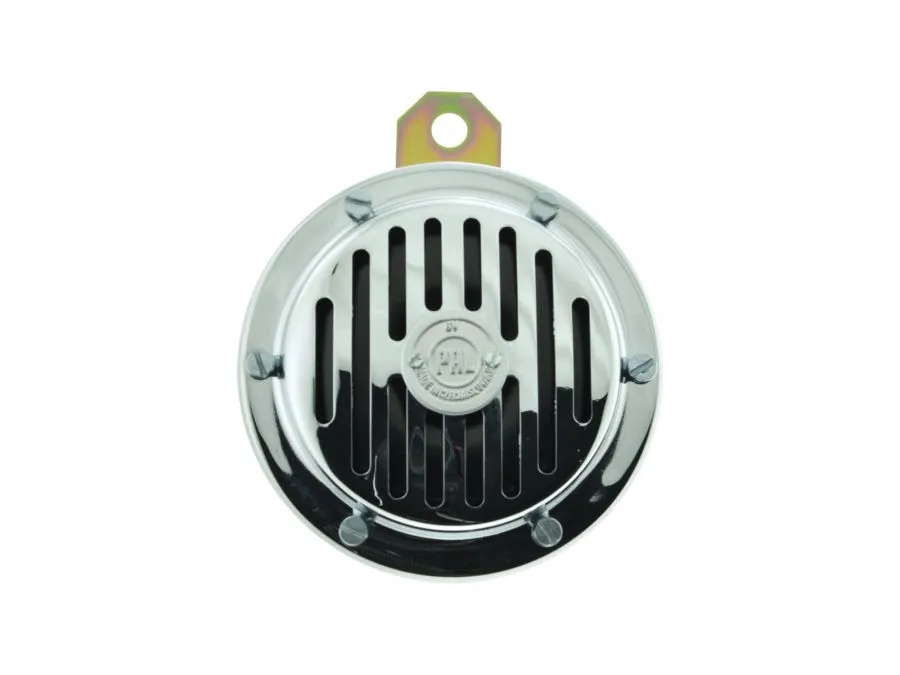 Hupe Jawa 12V silberne Pal-Plakette innen schwarz Hupe Jawa 12V silberne Pal-Plakette innen schwarz