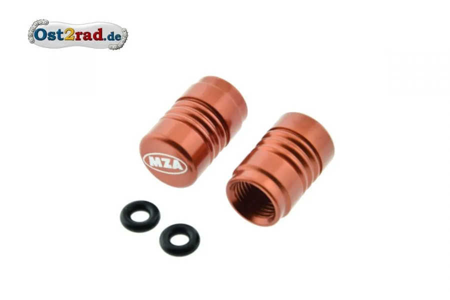 2x Ventilkappen Alu orange eloxiert inkl. O-Ringe 2x Ventilkappen Alu orange eloxiert inkl. O-Ringe