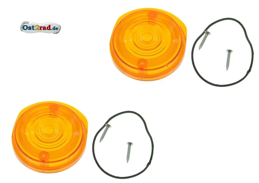 Blinkerkappe rund vorn 1 Paar passend für MZ SIMSON orange mit E-Prüfzeichen Blinkerkappe rund vorn 1 Paar passend für MZ SIMSON orange mit E-Prüfzeichen