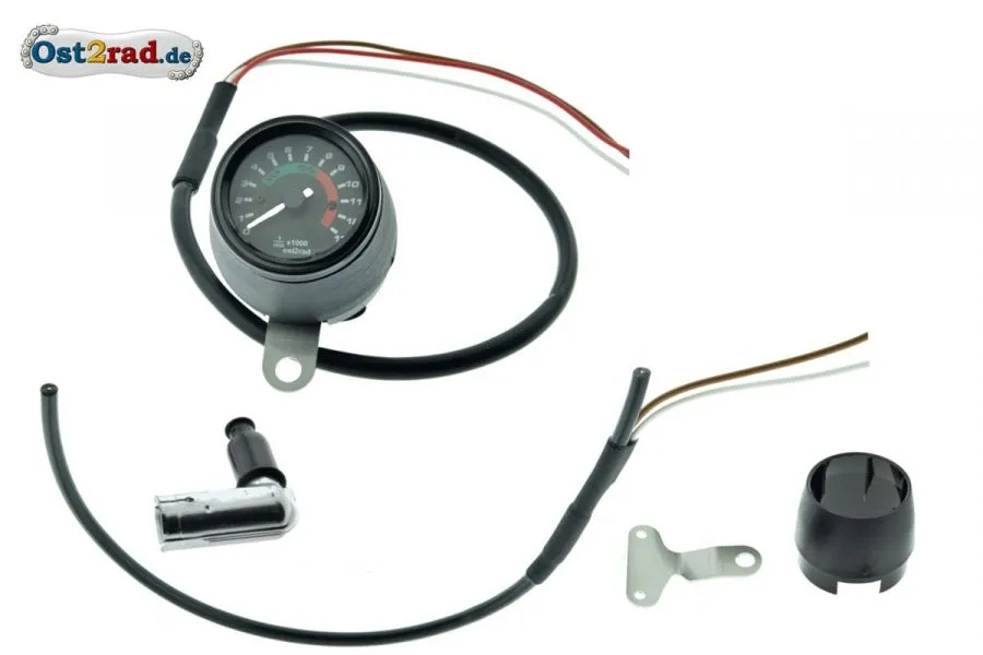 Elektronischer Drehzahlmesser 60mm für Simson S50 S51 mit 12V Vape Schwarz Elektronischer Drehzahlmesser 60mm für Simson S50 S51 mit 12V Vape Schwarz