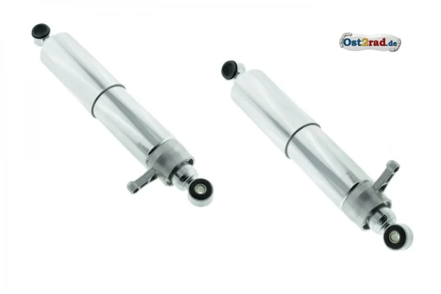 Federbein Paar für MZ TS250 Seitenwagenbetrieb mit Chrom Hülsen Federbein Paar für MZ TS250 Seitenwagenbetrieb mit Chrom Hülsen