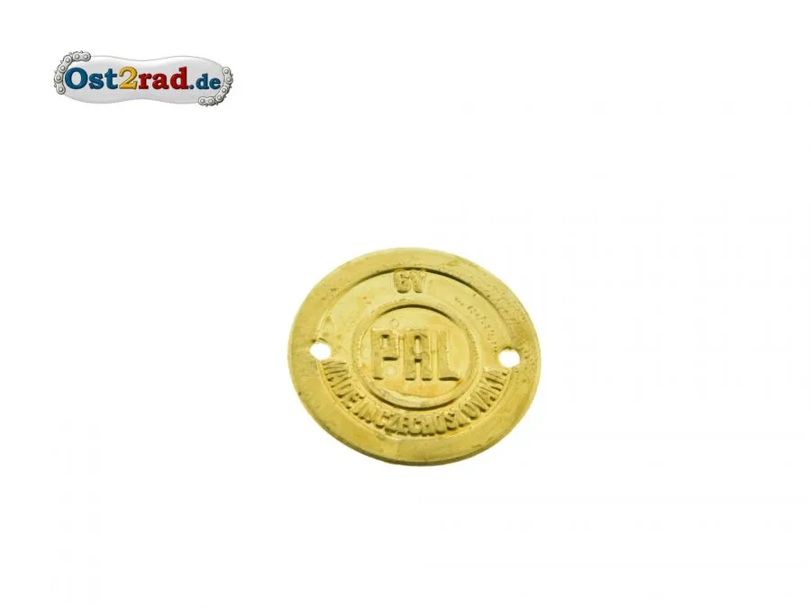 Hupenplakette GOLD Schild Pal Jawa Hupenplakette GOLD Schild Pal Jawa