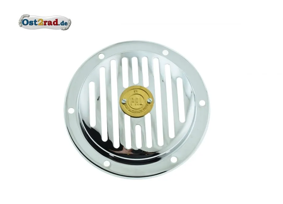 Hupenabdeckung chrom mit Pal-Plakette Gold Jawa CZ Hupenabdeckung chrom mit Pal-Plakette Gold Jawa CZ