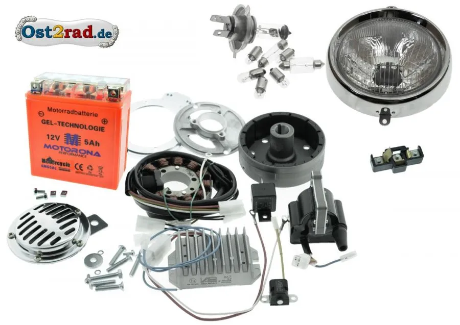 Mega Umrüstsatz Zündung Jawa 1-Zylinder Vape von 6V auf 12V Halogen Mega Umrüstsatz Zündung Jawa 1-Zylinder Vape von 6V auf 12V Halogen