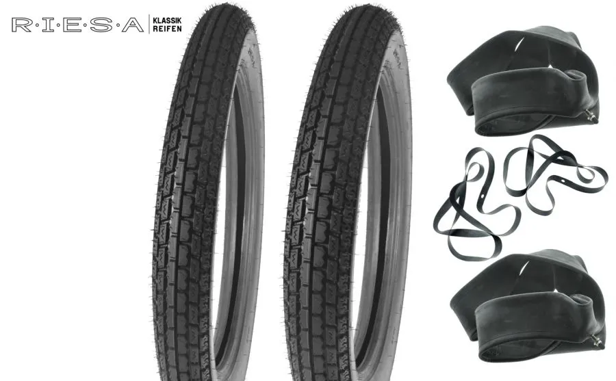 Reifensatz 2,75-3,00-19 Riesa für RT125, Oldtimerprofil Reifensatz 2,75-3,00-19 Riesa für RT125, Oldtimerprofil