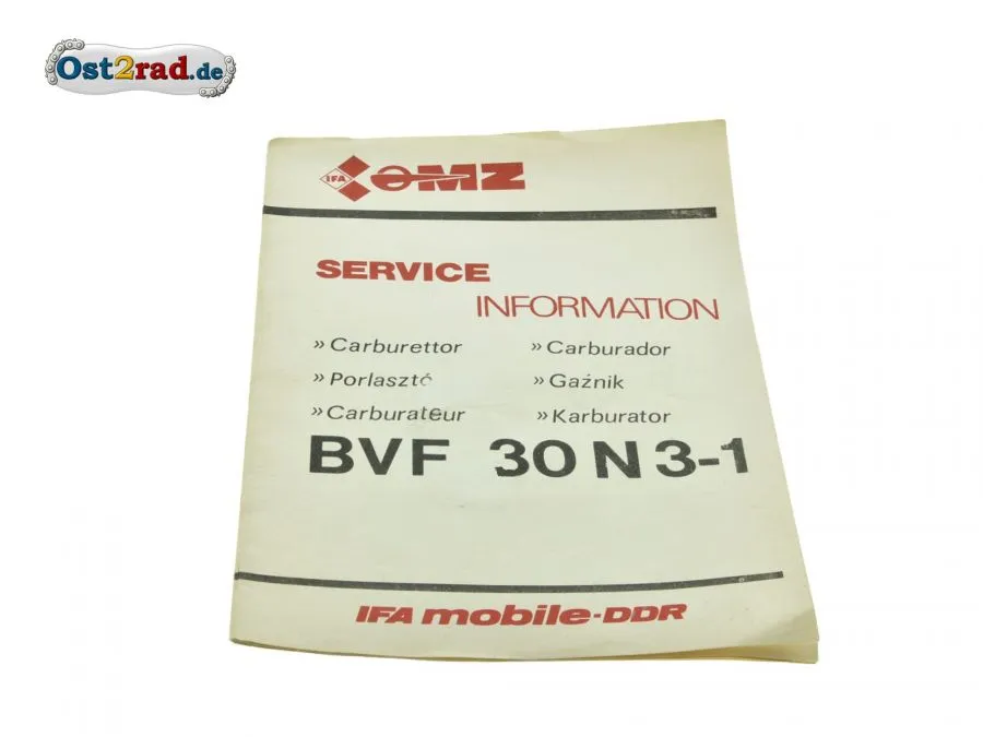 Serviceinformation FRANZÖSISCH Reparaturhandbuch Vergaser BVF 30N3-1 Serviceinformation FRANZÖSISCH Reparaturhandbuch Vergaser BVF 30N3-1