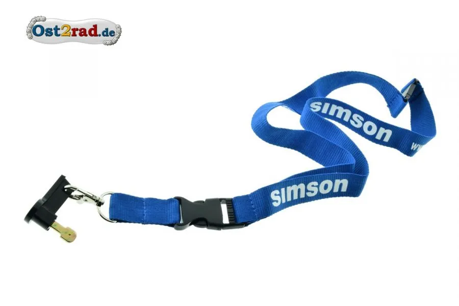 Set Zündschlüssel mit Befestigungsbohrung und Schlüsselband Simson Set Zündschlüssel mit Befestigungsbohrung und Schlüsselband Simson