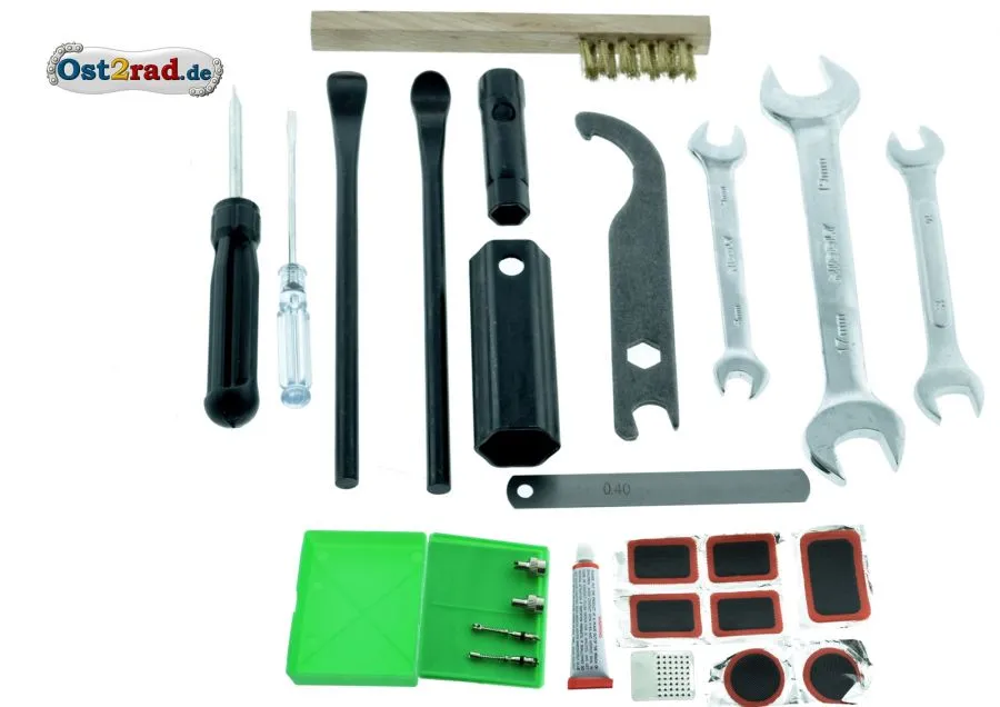 Werkzeugsatz 27-teilig MIT Flickzeug Ventile für MZ Simson Jawa AWO IWL Werkzeugsatz 27-teilig MIT Flickzeug Ventile für MZ Simson Jawa AWO IWL