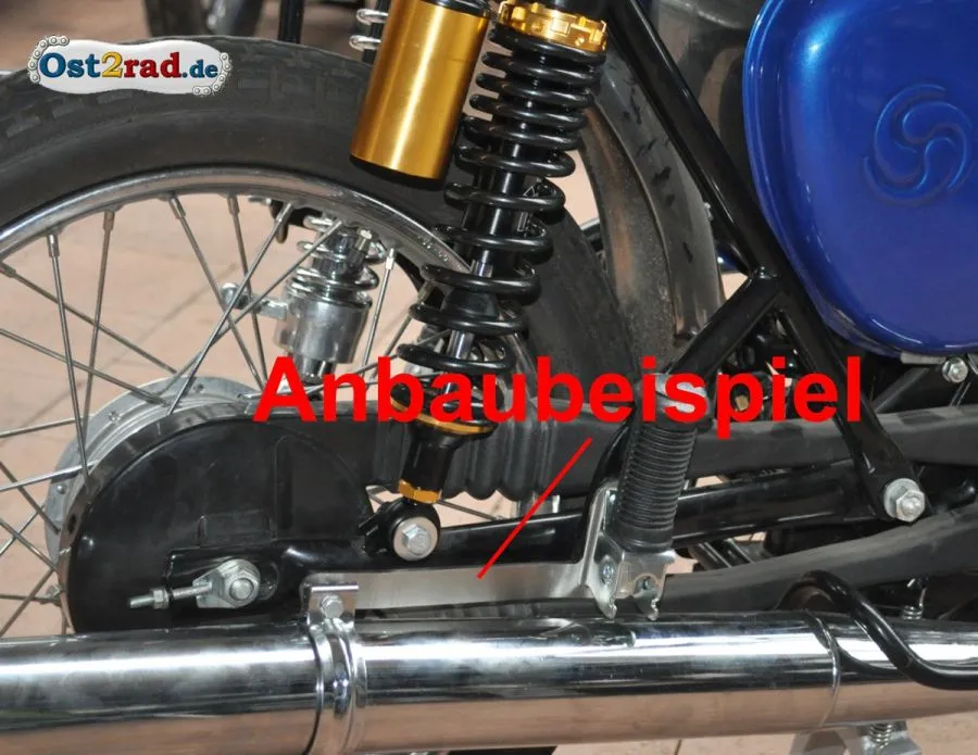 Sportauspuff Halter Edelstahl für Simson S51, S50 mit Logo Sportauspuff Halter Edelstahl für Simson S51, S50 mit Logo