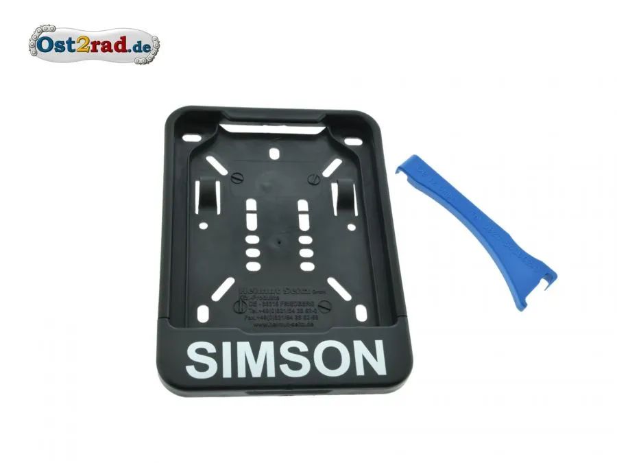 Wechsel-Kennzeichenhalterung, schwarz mit Simson Aufdruck Wechsel-Kennzeichenhalterung, schwarz mit Simson Aufdruck