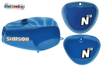 2. Wahl S50N Büffeltank Set, Hoch Tank für Simson, Blau, innen versiegelt