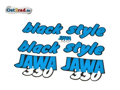Aufklebersatz black style JAWA 640 in blau