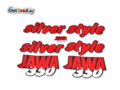 Aufklebersatz silver style JAWA 640 in rot