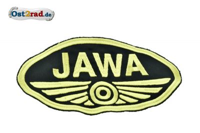 Aufnäher JAWA Logo oval schwarz gold - 20x11cm