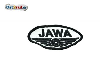 Aufnäher Jawa Logo oval klein weiß/schwarz