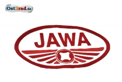 Aufnäher JAWA Pionyr Logo oval weiss rot - 20x11cm