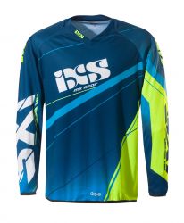 Kinder-Cross-Shirt IXS Raceway blau-fluo gelb