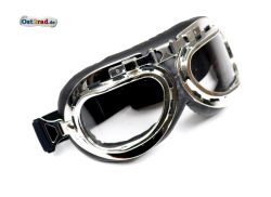 Brille Oldtimer Motorrad Motorradbrille Pilotenbrille silber