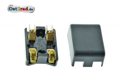 Fuse box 2-fold for round fuses, contact for plugging in