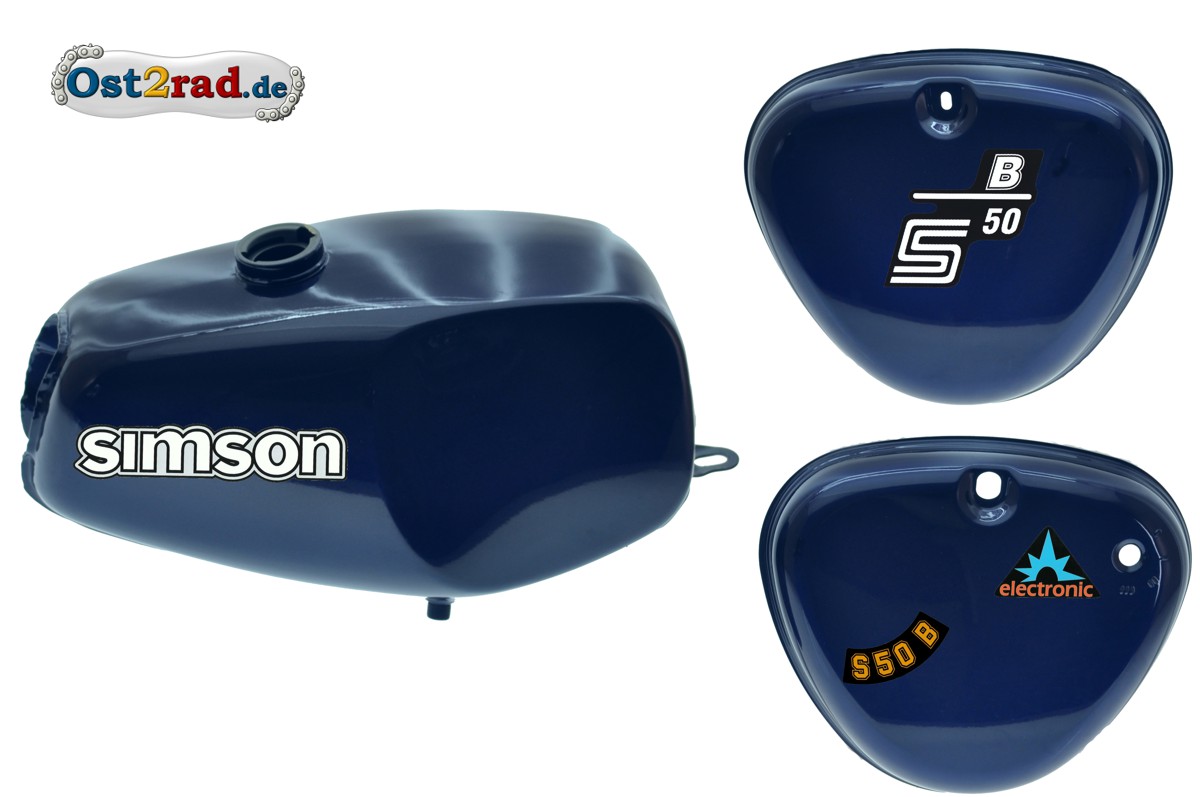 Simson S50 Büffeltank TANK-Set mit Seitendeckel blau