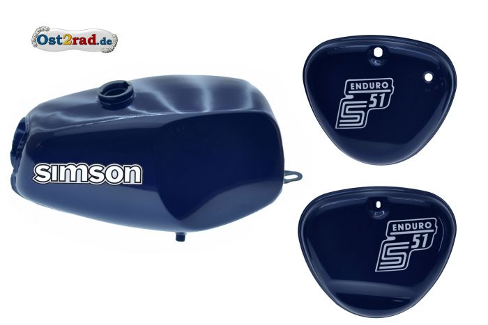 Enduro-Büffeltank Set für ENDURO S50 S51E, Perlblau metallic, innen versiegelt