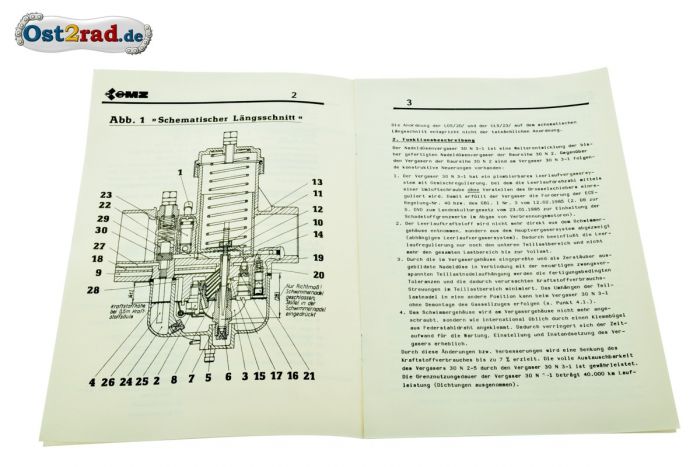 Serviceinformation Reparaturhandbuch Vergaser BVF 30N3-1