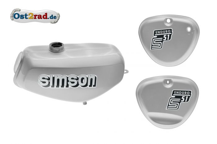 Simson Aufkleber Set S51 Enduro Weiß Tank + Seitendeckel + Suhl Logo